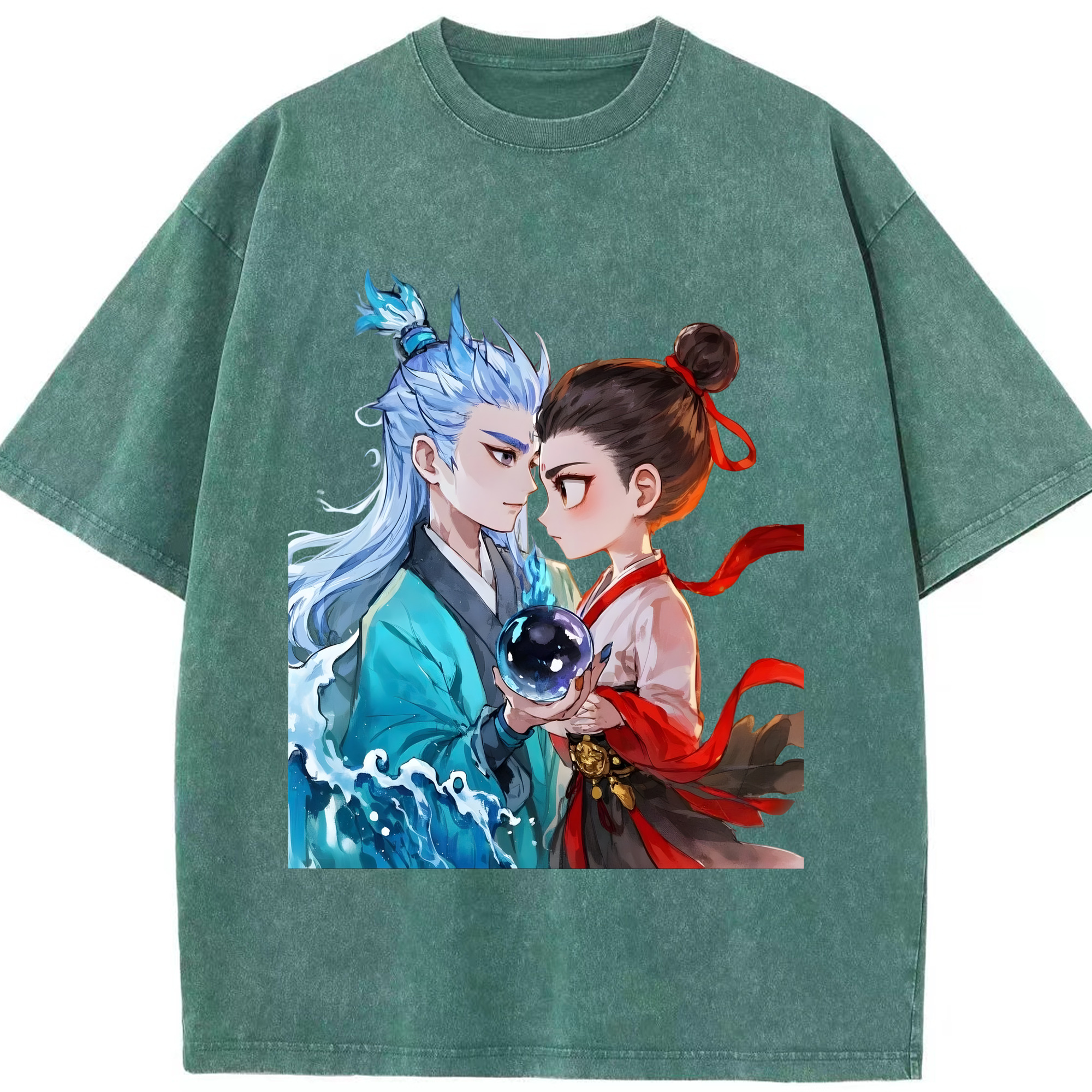 （画像用） Ne Zha 2 ナタ 魔童の大暴れ 綿100% ヴィンテージ風 半袖Tシャツ（フロントプリント）